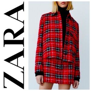 Zara Red Plaid Jacket